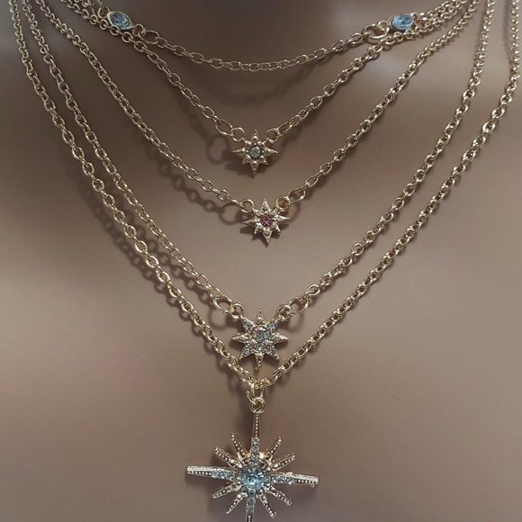 Fashion Jewelry Gold Plated Multilayer Chain Necklace - Picture 4 of 5